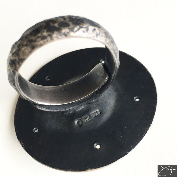 Silver, Mabe Pearl, Zircon Ring No.4